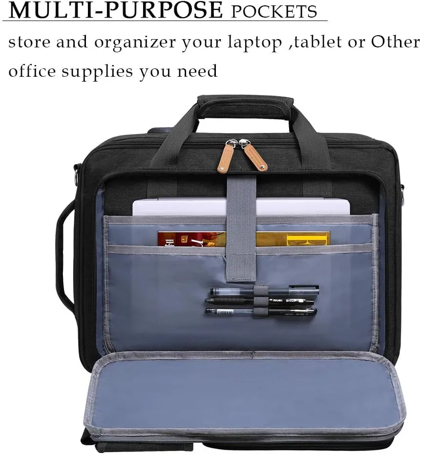 Lmbabter Laptop Bag Backpack for Women Men Covertible Tote Bag fit 14-inch Laptop Large Daypack Business Weekender Luggage Backpack (Black)
