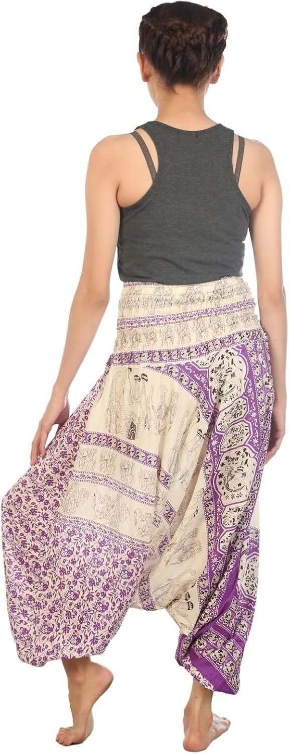LOFBAZ Yoga Harem Pants for Women Elephant Boho Hippie Bohemian Beach Jumpsuit