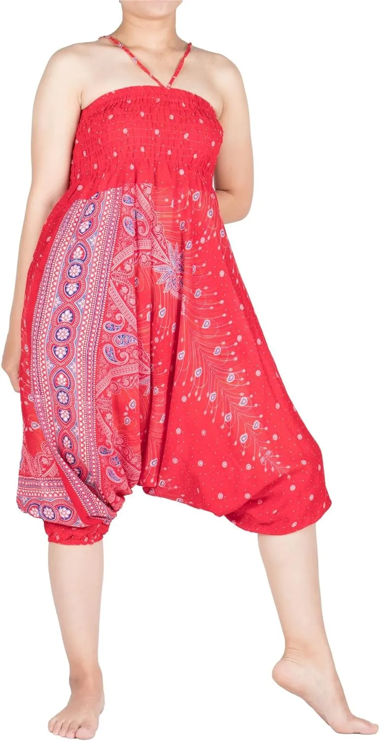 LOFBAZ Yoga Harem Pants for Women Elephant Boho Hippie Bohemian Beach Jumpsuit
