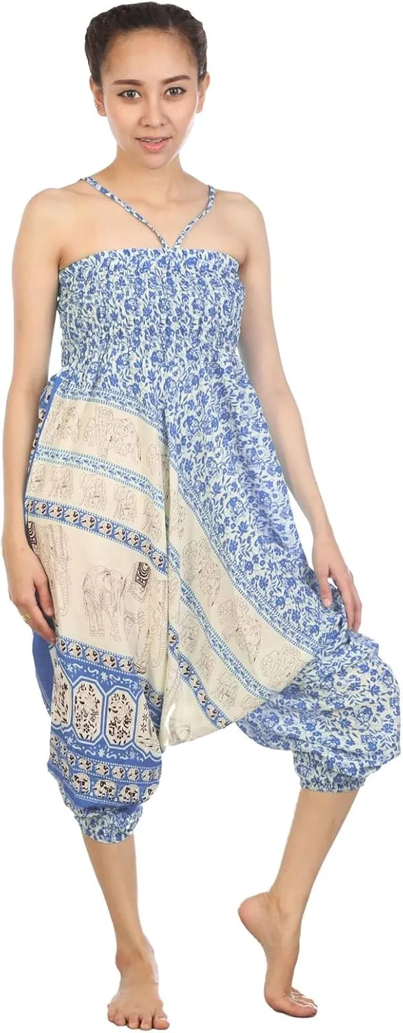 LOFBAZ Yoga Harem Pants for Women Elephant Boho Hippie Bohemian Beach Jumpsuit