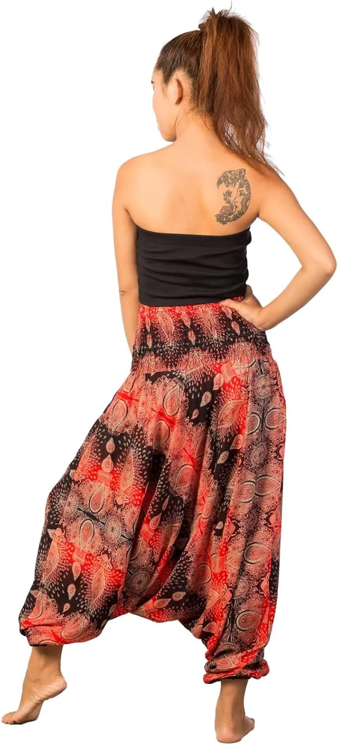 LOFBAZ Yoga Harem Pants for Women Elephant Boho Hippie Bohemian Beach Jumpsuit