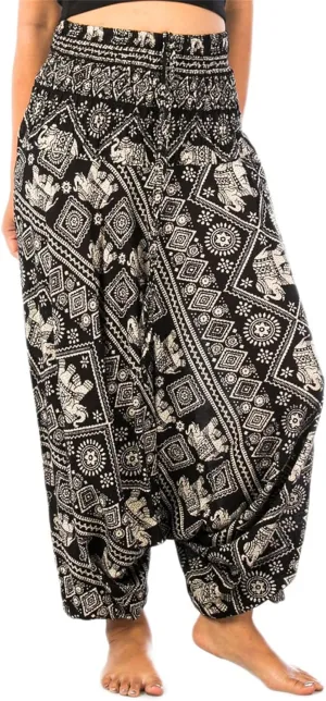 LOFBAZ Yoga Harem Pants for Women Elephant Boho Hippie Bohemian Beach Jumpsuit