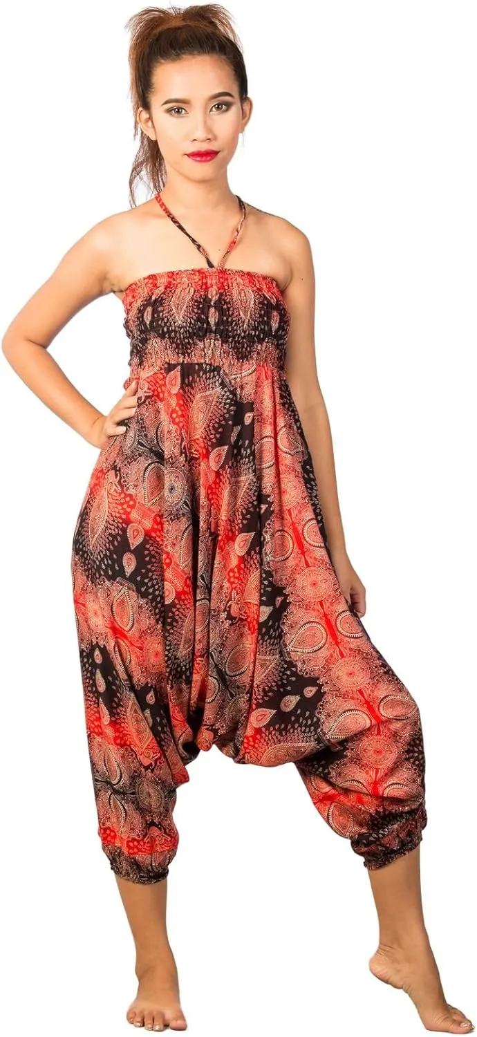 LOFBAZ Yoga Harem Pants for Women Elephant Boho Hippie Bohemian Beach Jumpsuit