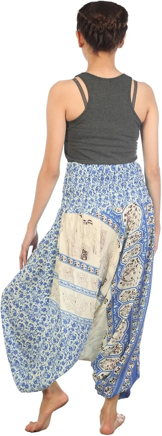 LOFBAZ Yoga Harem Pants for Women Elephant Boho Hippie Bohemian Beach Jumpsuit