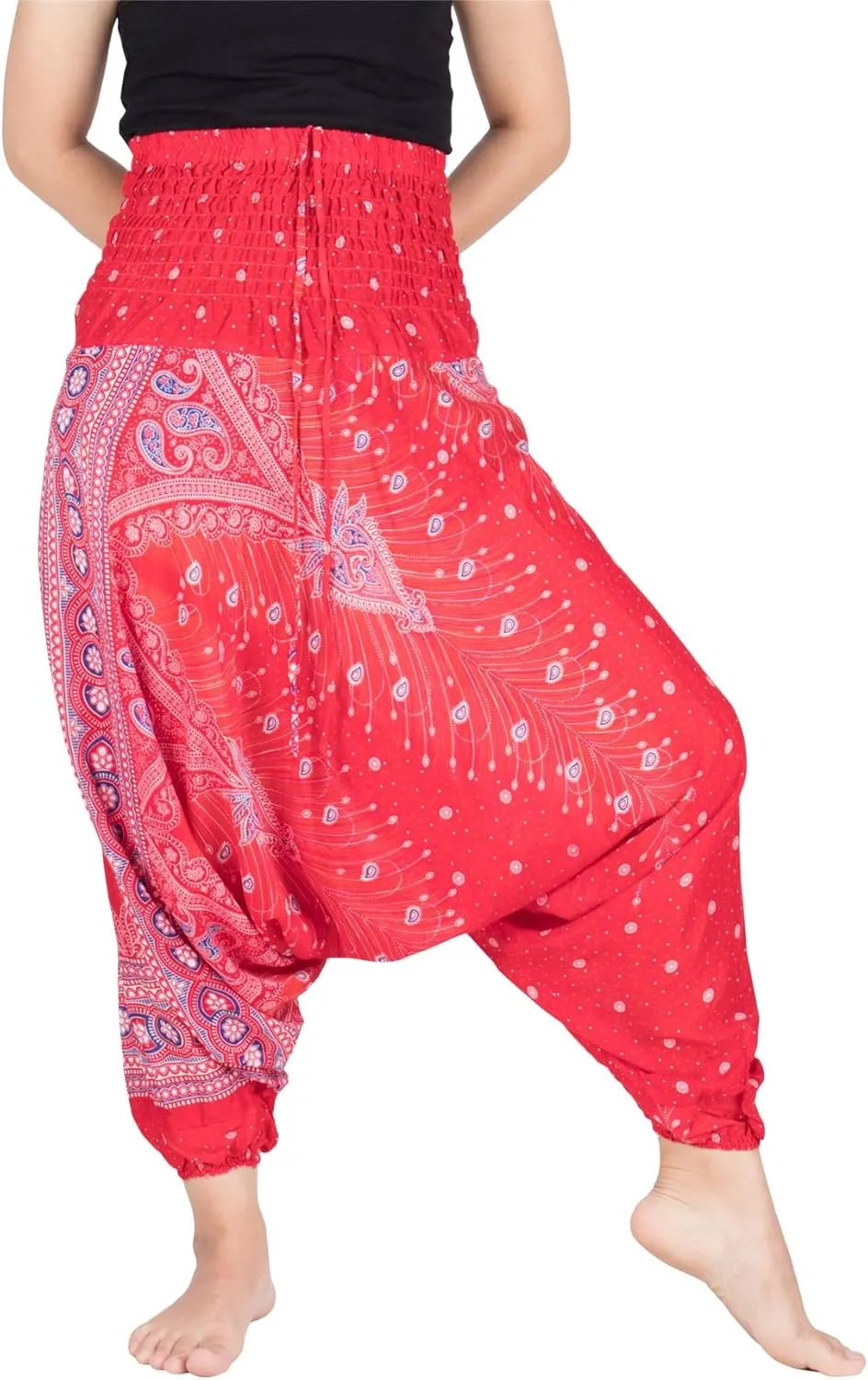 LOFBAZ Yoga Harem Pants for Women Elephant Boho Hippie Bohemian Beach Jumpsuit