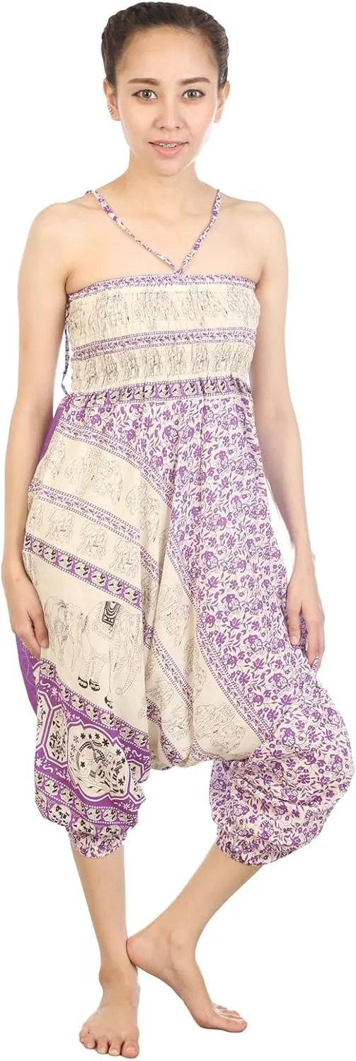 LOFBAZ Yoga Harem Pants for Women Elephant Boho Hippie Bohemian Beach Jumpsuit