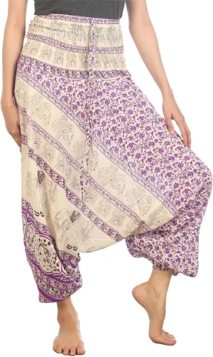 LOFBAZ Yoga Harem Pants for Women Elephant Boho Hippie Bohemian Beach Jumpsuit