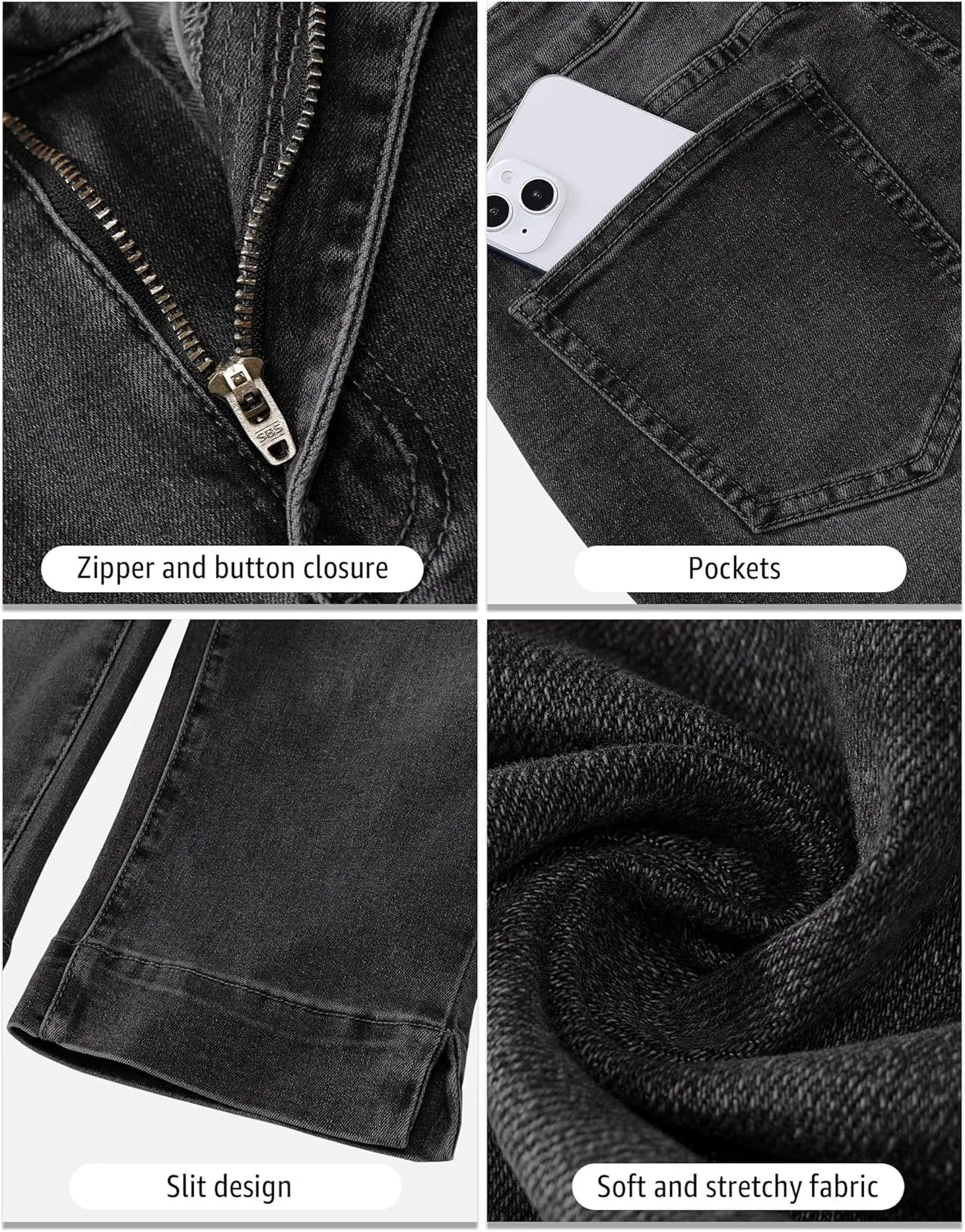 luvamia Capri Jeans for Women Trendy High Waisted Slim Split Hem Stretch Denim Jean Capris Cropped Pants Casual Summer
