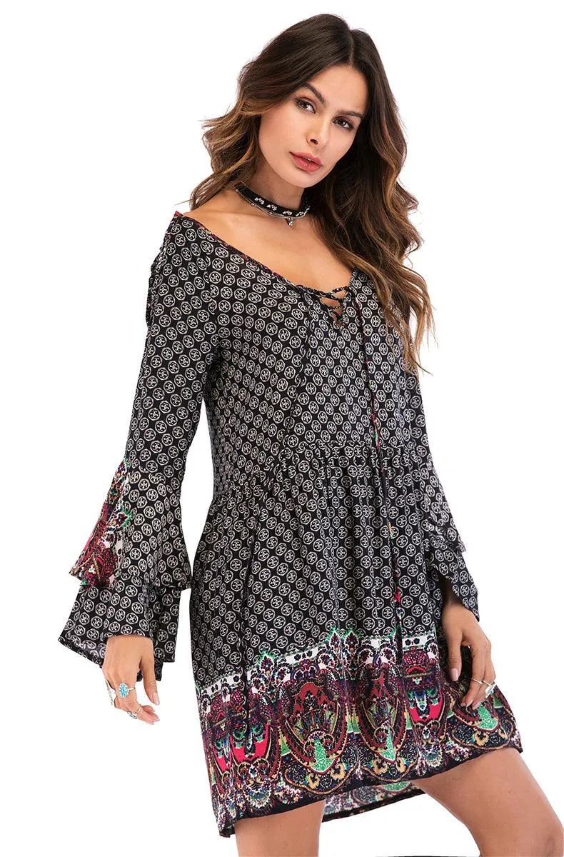 LYRIC’S LACE-UP FLARE DRESS