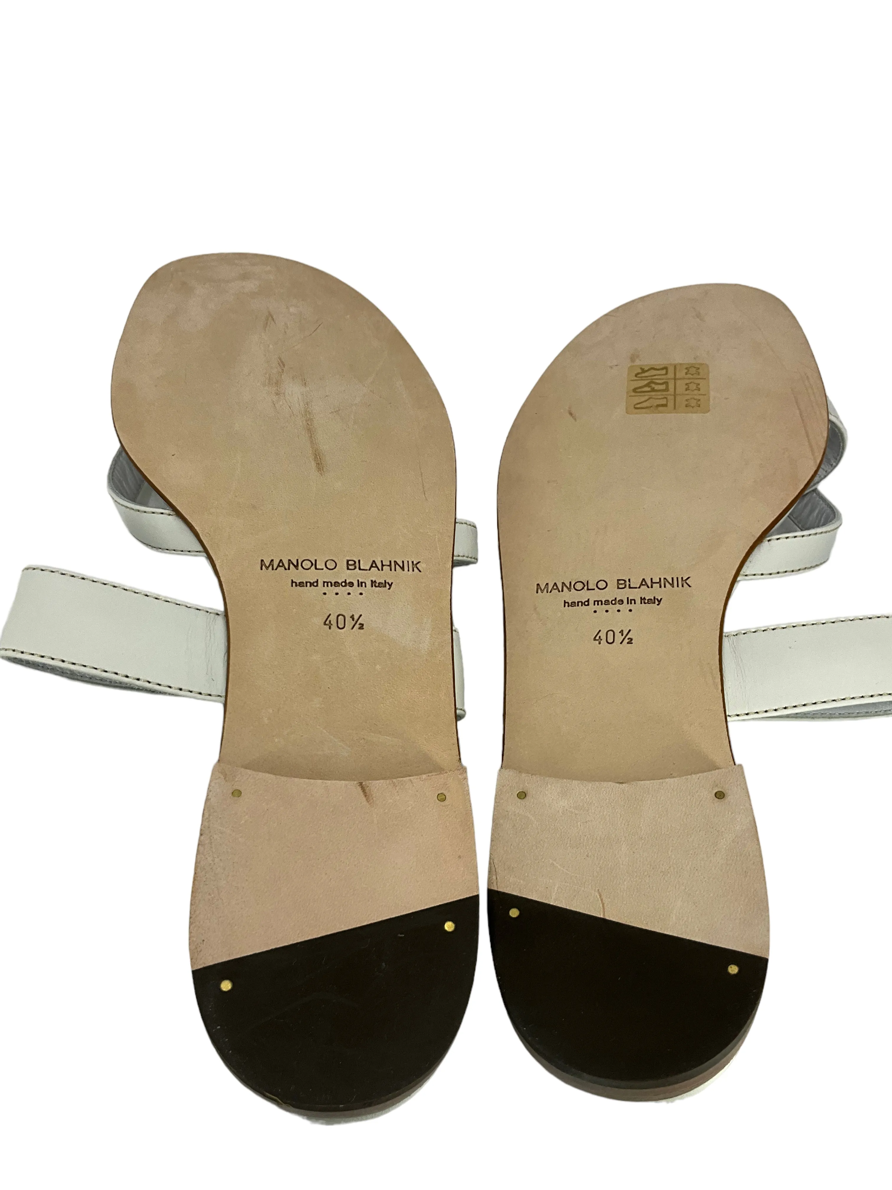 MANOLO BLAHNIK Susa Leather Thong Sandals Size 10.5