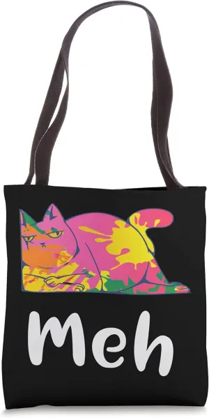 Meh Cat Tshirt Women Cool Cats And Kittens Cat Tie Colorful Tote Bag