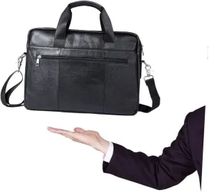 Mens Briefcase Handbag Leather Business Shoulder Bag Office Bag for Men Id Pocket