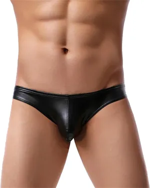 Men's Briefs Black PU Leather Panties Lingerie Latex Underpants Underwear