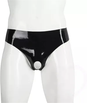 Men's Briefs PU latex Leather Panties Lingerie Underpants Underwear Shorts Wet Look Clubwear Black