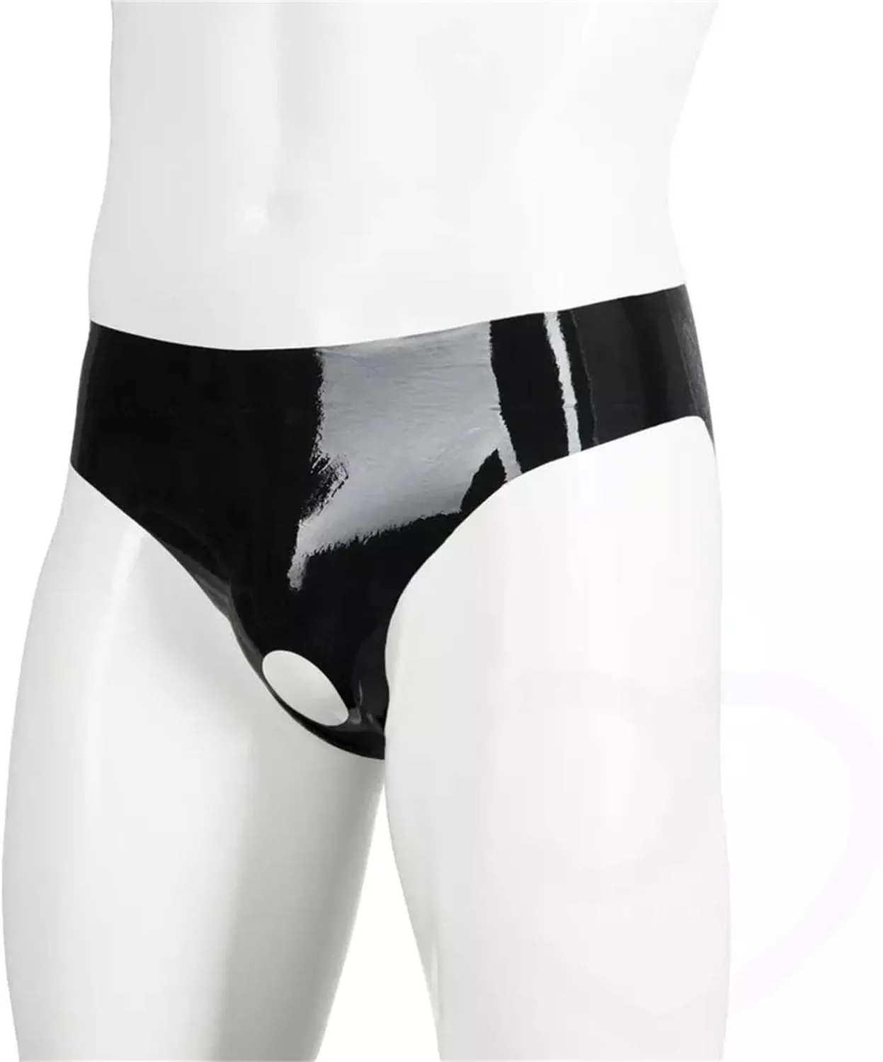 Men's Briefs PU latex Leather Panties Lingerie Underpants Underwear Shorts Wet Look Clubwear Black
