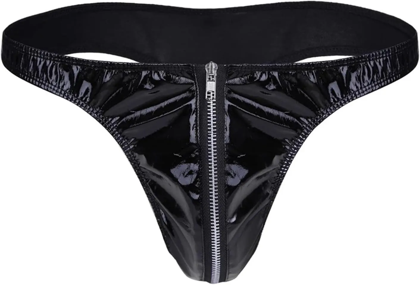 Men's Briefs PU latex Patent Leather Panties Lingerie Underpants Underwear Shorts Wet Look Clubwear Black