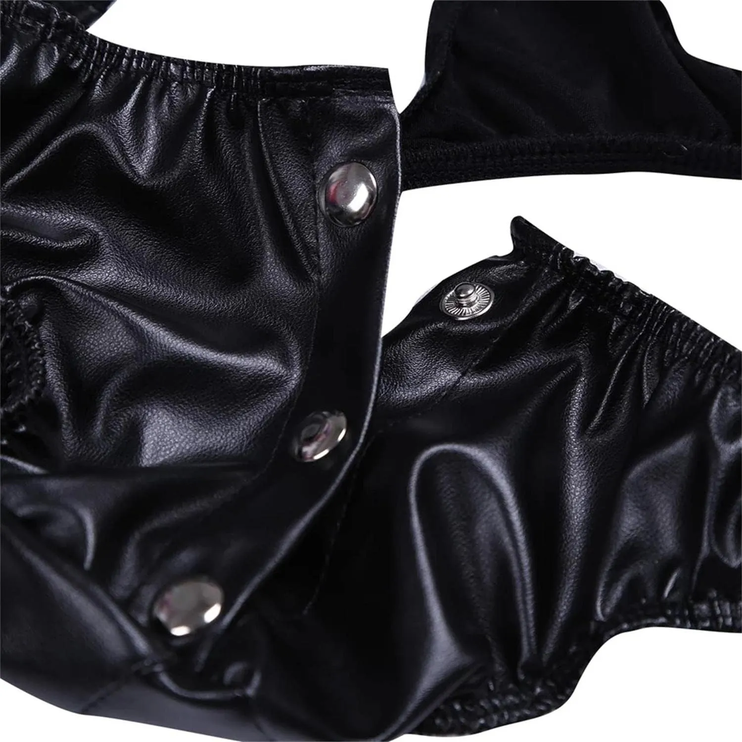 Men's Briefs PU latex Patent Leather Panties Lingerie Underpants Underwear Shorts Wet Look Clubwear Black