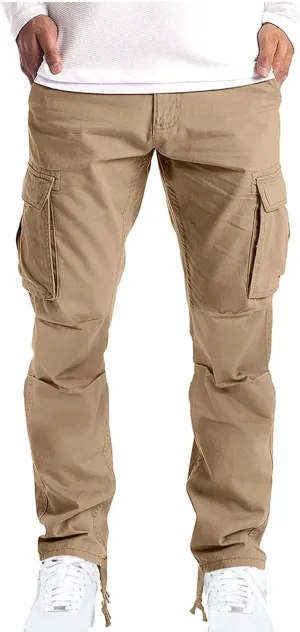 Men's Cargo Pants Slim Fit Casual Stretchy Sweatpants Active Athletic Fashion Jogger Hiking Pants Military Combat Pants