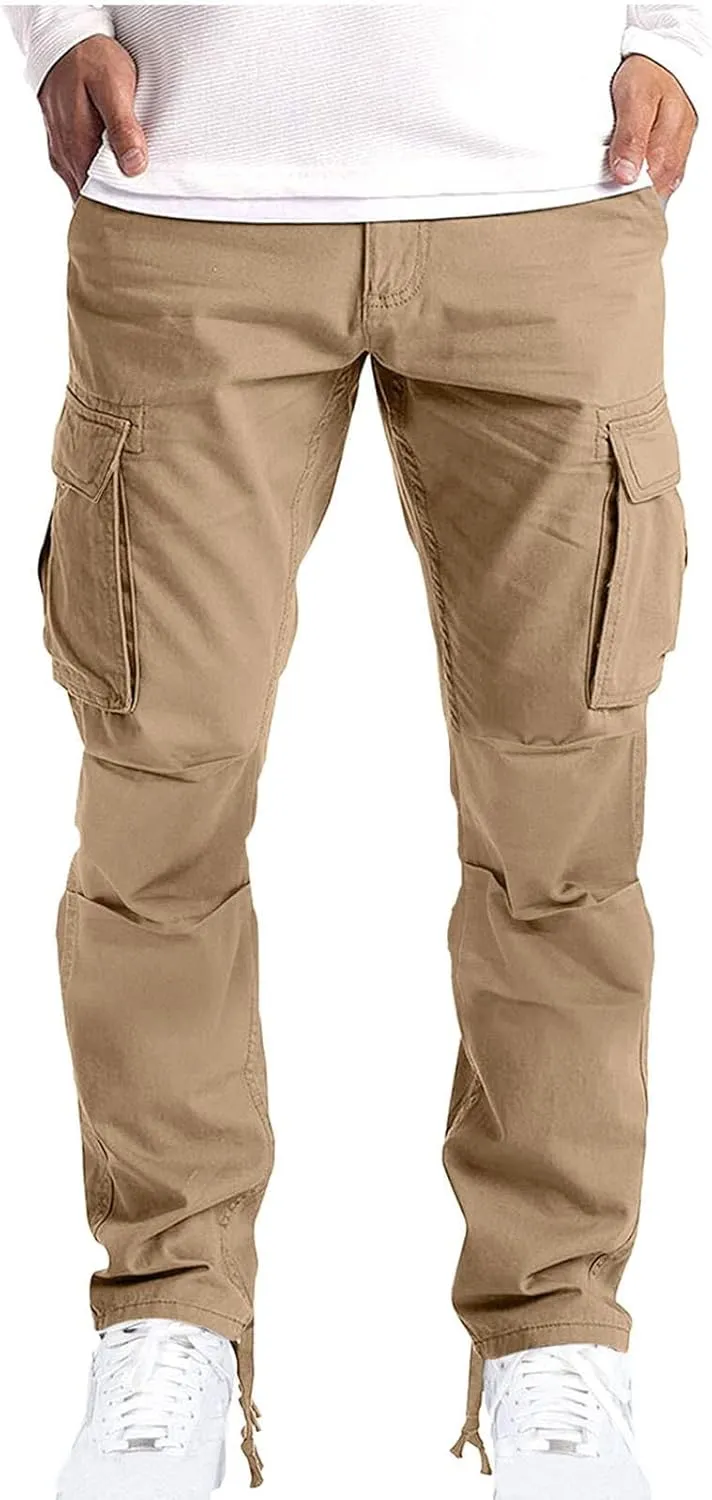 Men's Cargo Pants Slim Fit Casual Stretchy Sweatpants Active Athletic Fashion Jogger Hiking Pants Military Combat Pants