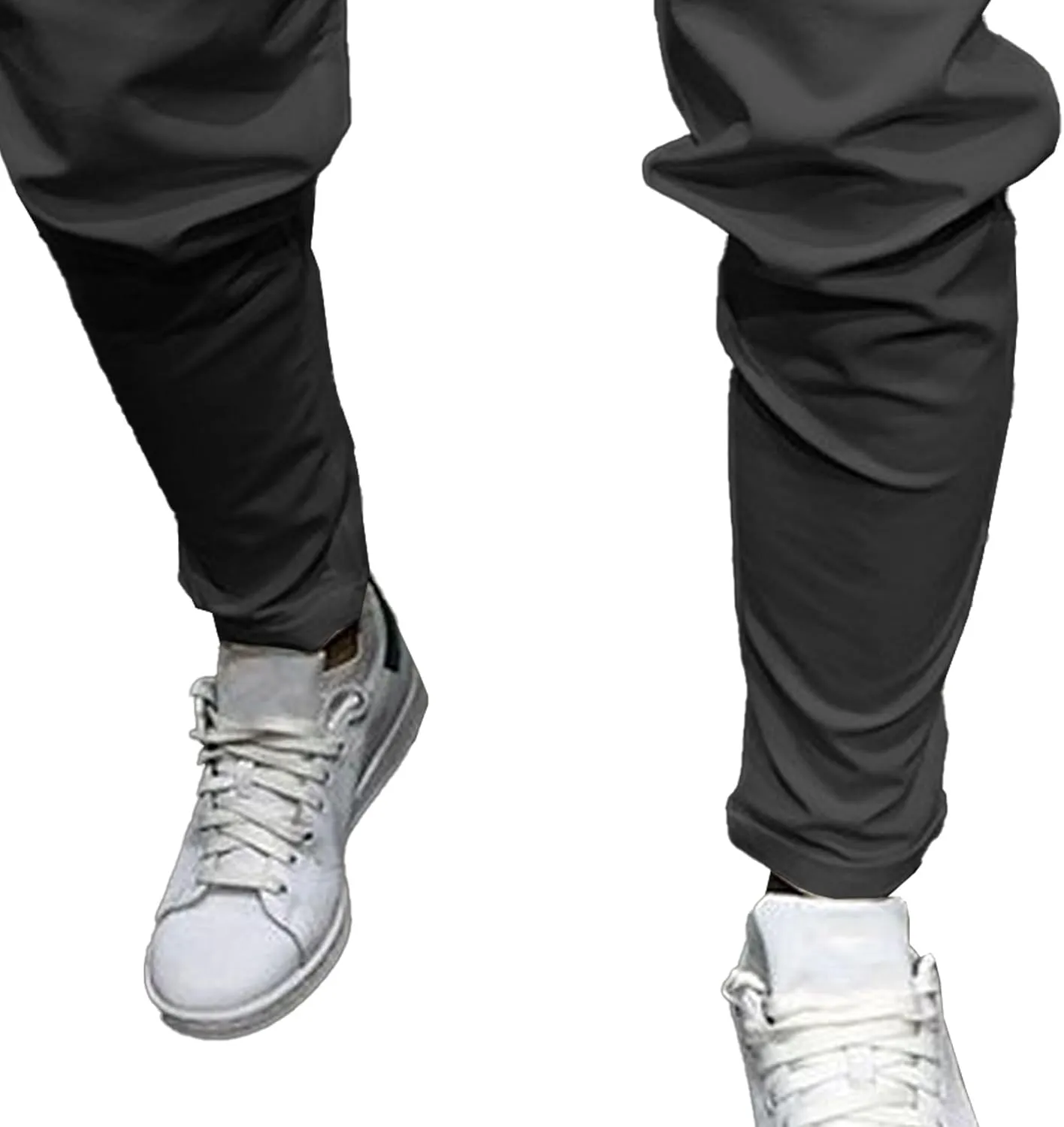 Men's Casual Chino Joggers Pants Tapered Sweatpants with Pockets Cotton Twill Elastic Waist Trousers