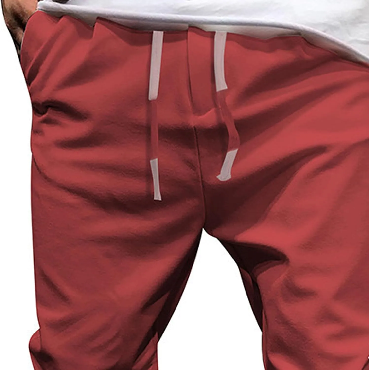 Men's Casual Chino Joggers Pants Tapered Sweatpants with Pockets Cotton Twill Elastic Waist Trousers