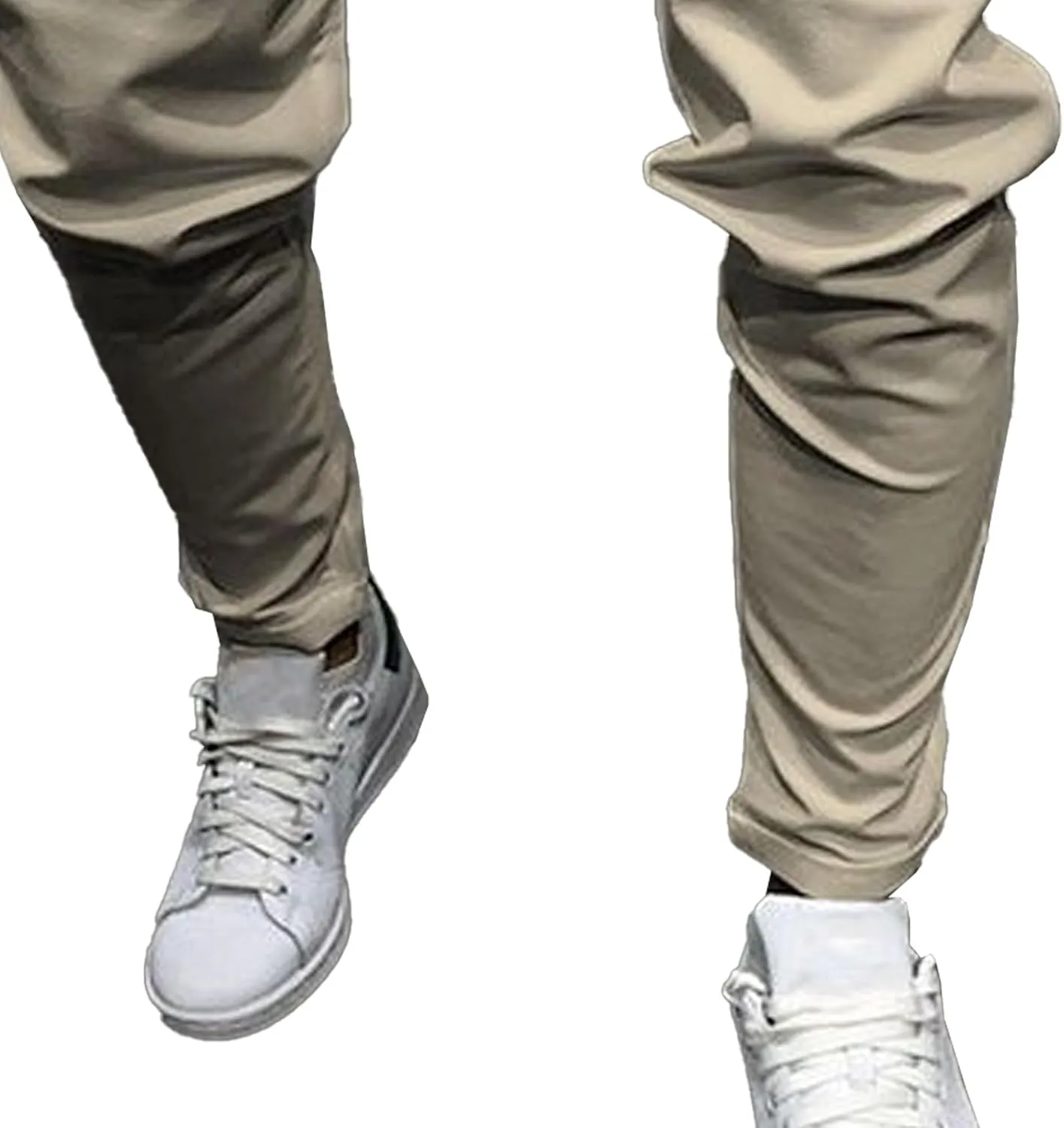 Men's Casual Chino Joggers Pants Tapered Sweatpants with Pockets Cotton Twill Elastic Waist Trousers