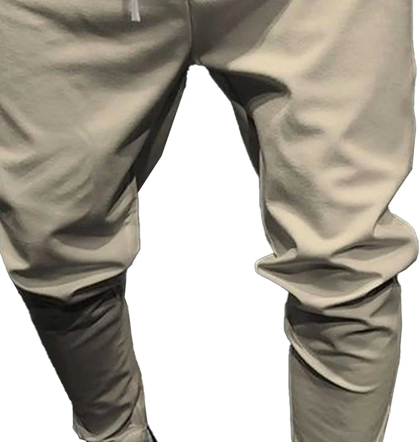 Men's Casual Chino Joggers Pants Tapered Sweatpants with Pockets Cotton Twill Elastic Waist Trousers