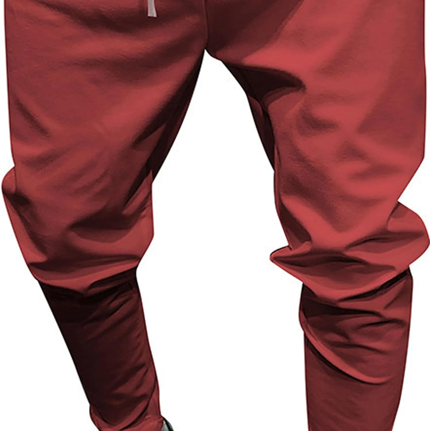 Men's Casual Chino Joggers Pants Tapered Sweatpants with Pockets Cotton Twill Elastic Waist Trousers