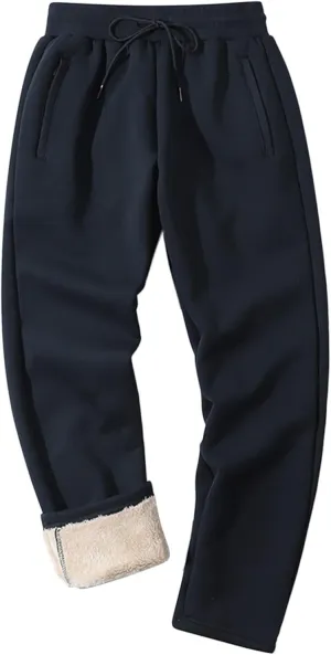 Mens Casual Cotton Sweatpants Drawstring Baggy Wide Straight Leg Sports Pants Outdoor Hiking Trousers