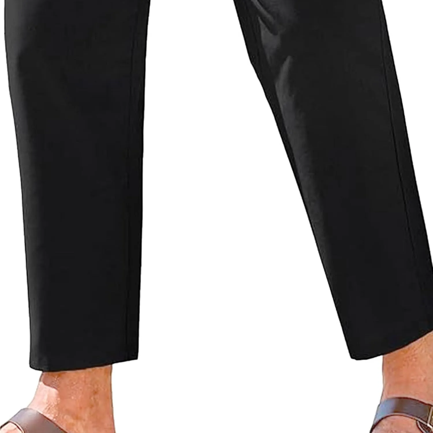 Men's Cotton Yoga Straight-Leg Slack Summer Beach Linen Pants Casual Lightweight Elastic Waist Trousers