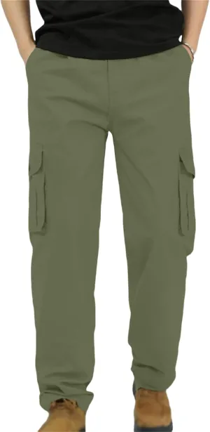 Men's Fashion Cargo Pants Slim Fit Straight Leg Trousers Open Bottom Athletic Pants Business Leisure Cargo Trousers