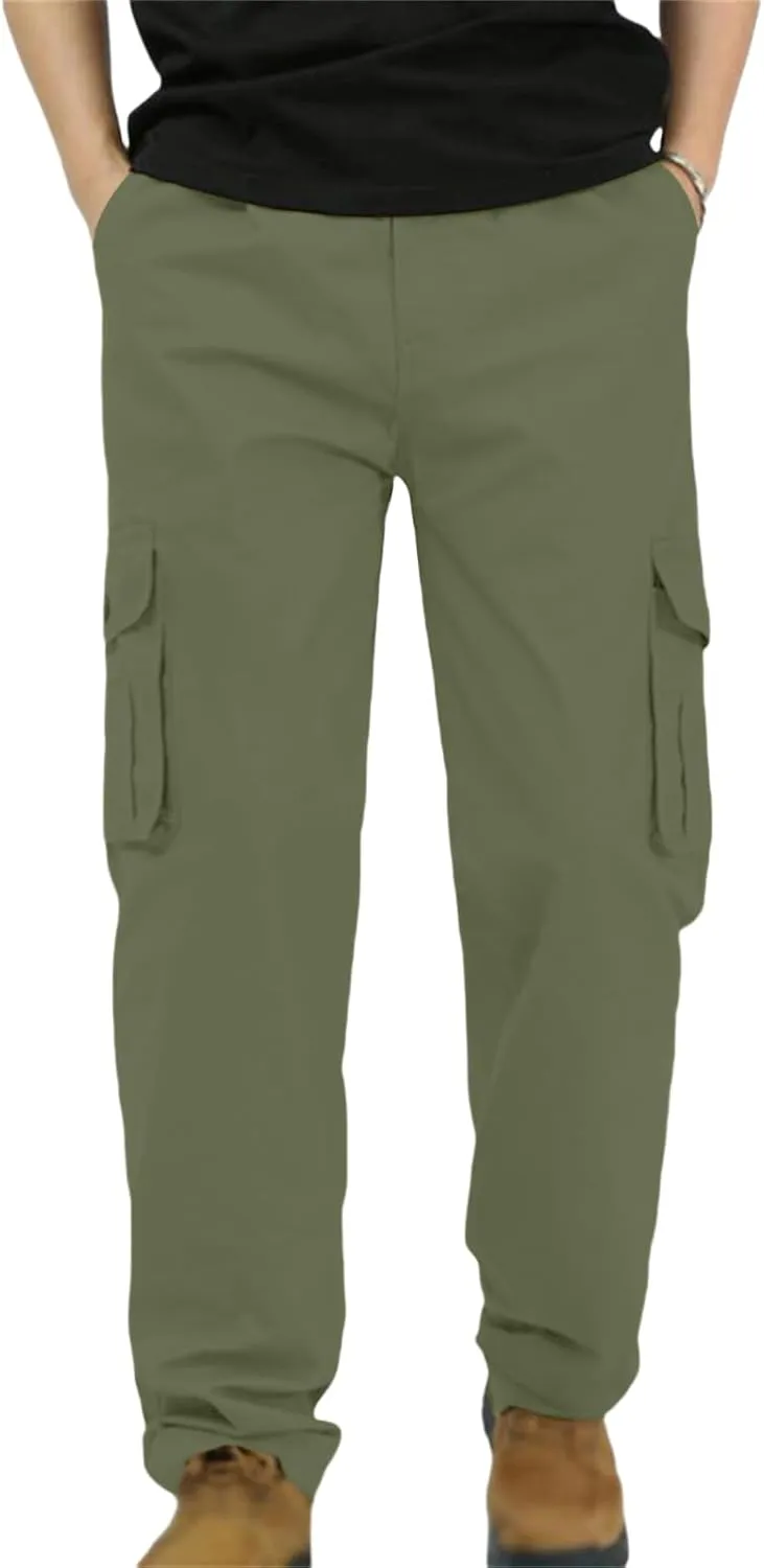 Men's Fashion Cargo Pants Slim Fit Straight Leg Trousers Open Bottom Athletic Pants Business Leisure Cargo Trousers