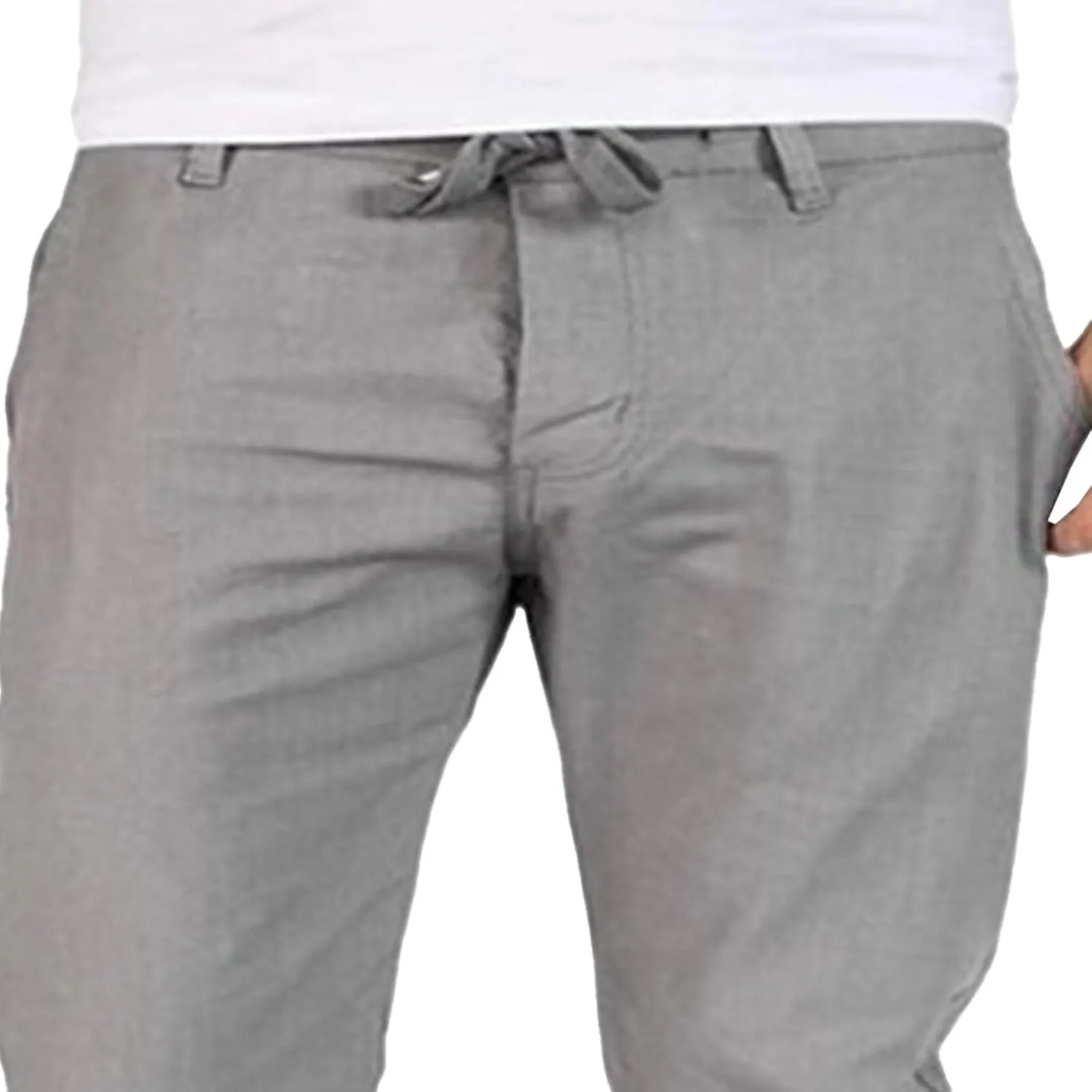 Men's Linen Beach Trousers with Pockets Elastic Cotton Wide Leg Slack Summer Lightweight Yoga Jogger Pants