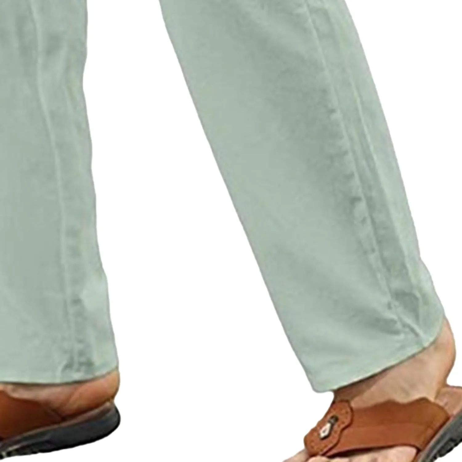 Men's Linen Casual Long Pants Loose Lightweight Yoga Beach Slack Elastic Waist Wide Straight Trousers