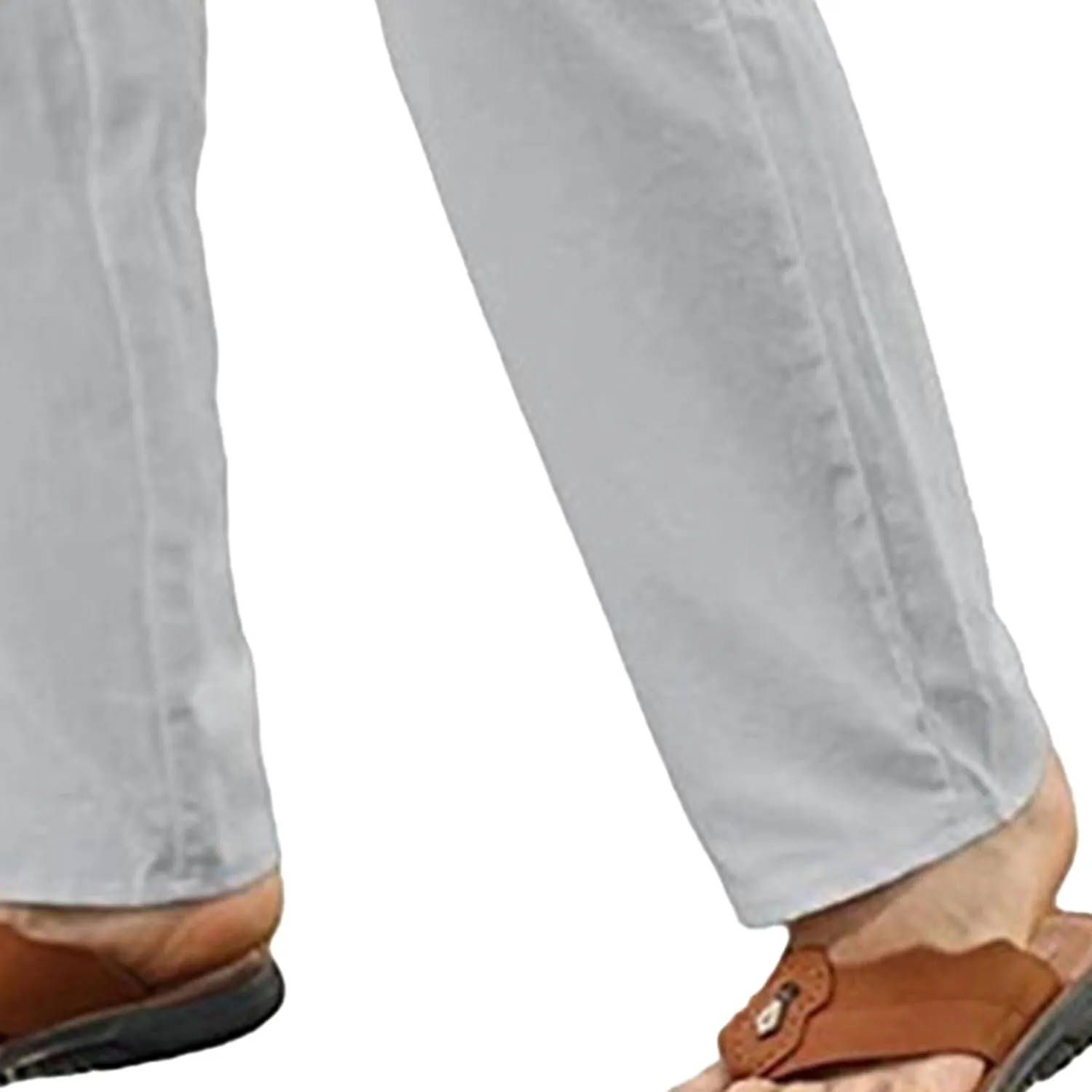 Men's Linen Casual Long Pants Loose Lightweight Yoga Beach Slack Elastic Waist Wide Straight Trousers