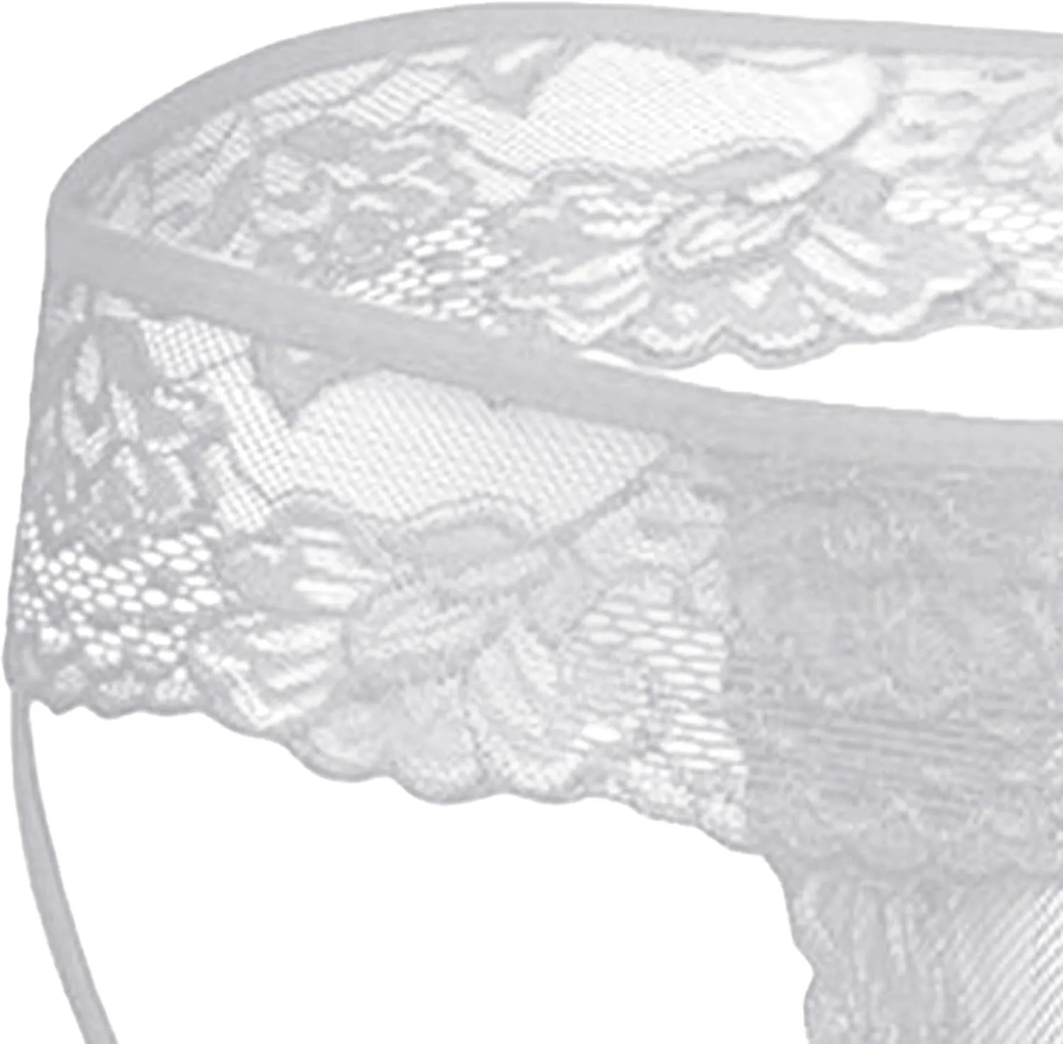 Men's Low-Rise Thongs See Through Lace Jockstrap Thong Sexy Lingerie Pouch Hollow Briefs G-String, Small, White-1pc