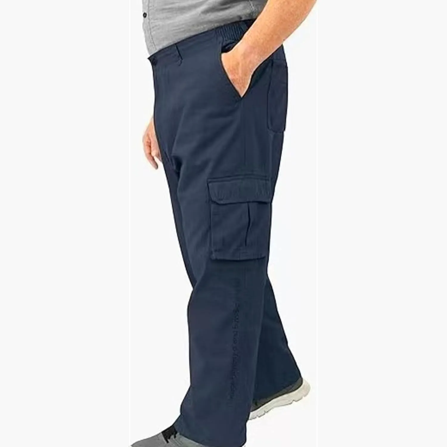 Men's Straight Flex Cargo Pant Trendy Slim Fit Work Pockets Trousers Casual Vintage Paratrooper Slack