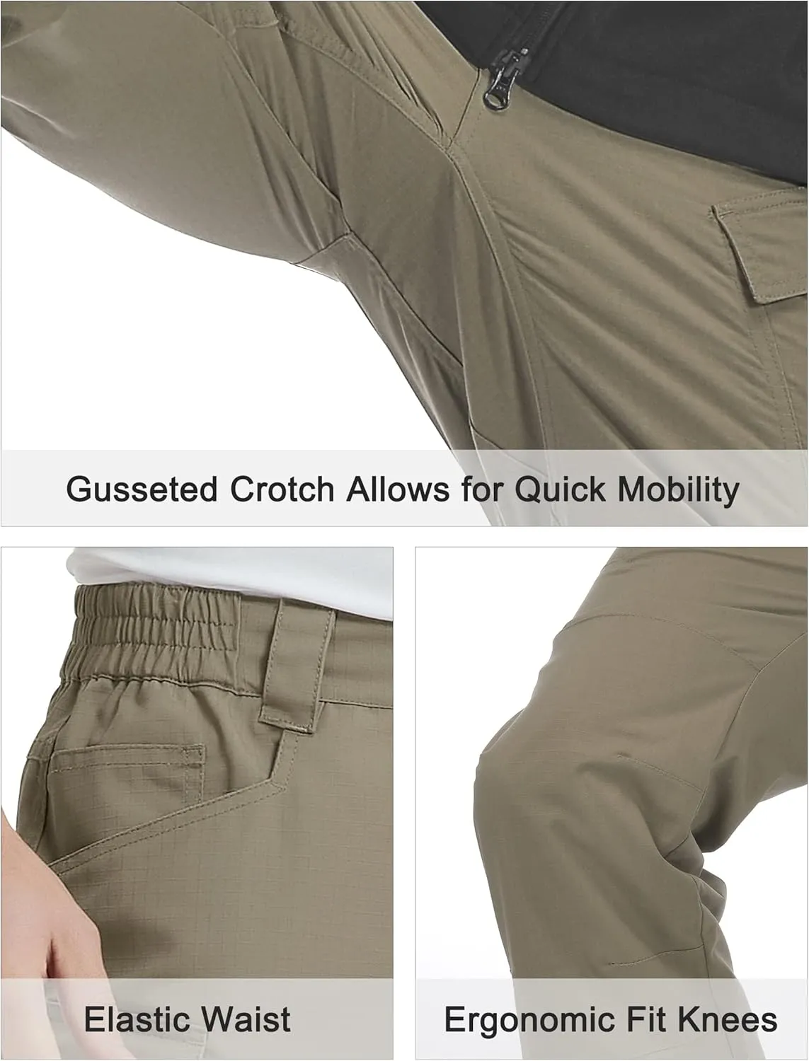 Men's Tactical Pants Stretch Ripstop with 14 Multi Pockets Water Resistant Gusseted Work Cargo Pants