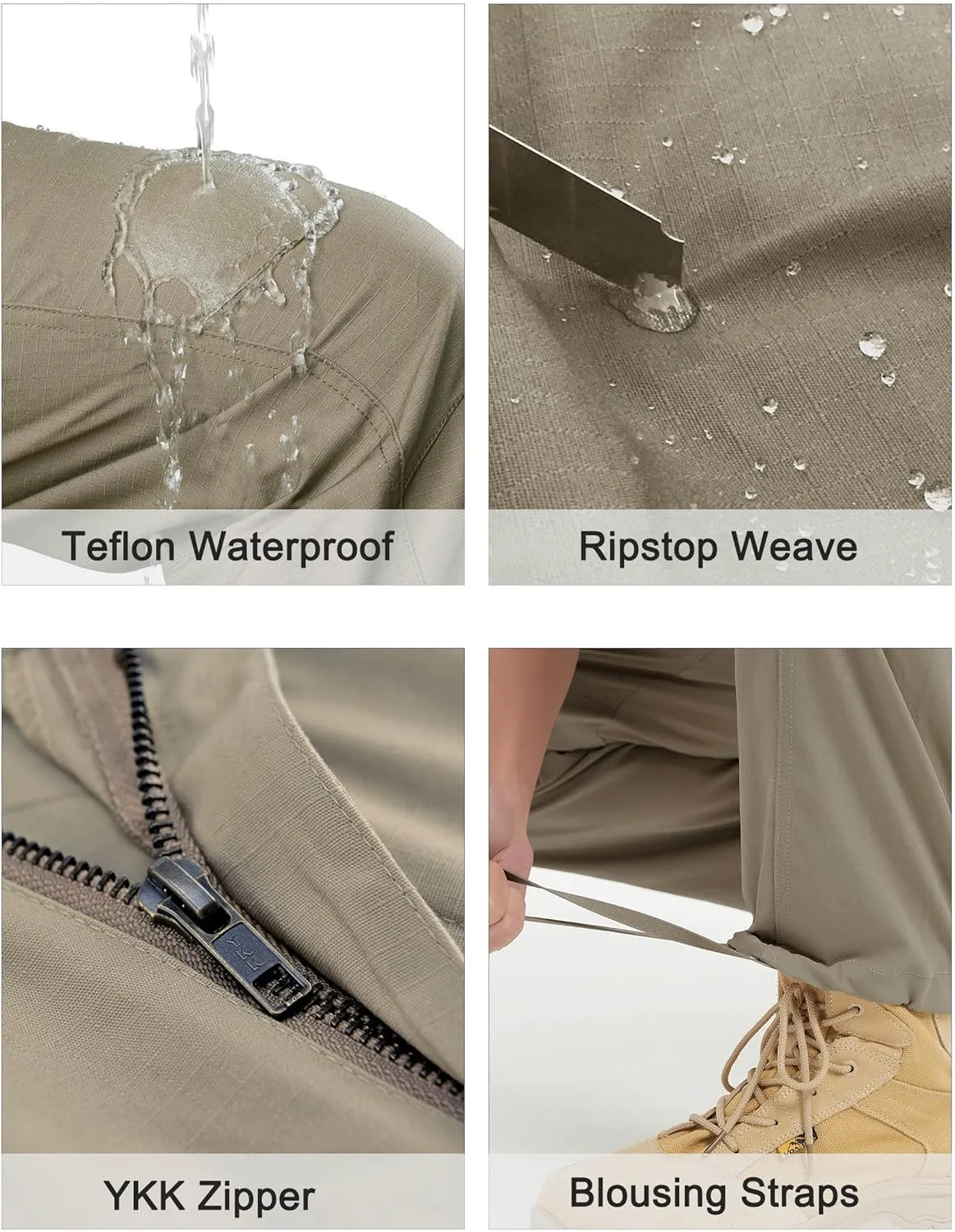 Men's Tactical Pants Stretch Ripstop with 14 Multi Pockets Water Resistant Gusseted Work Cargo Pants