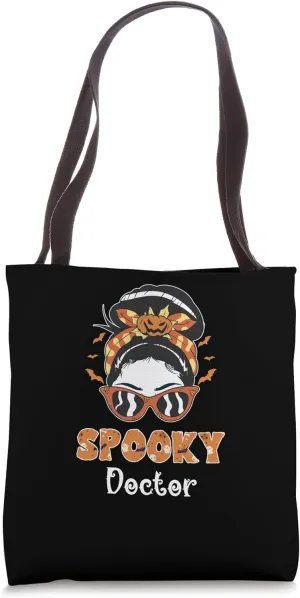 Messy Bun Spooky Doctor Women Halloween Tote Bag