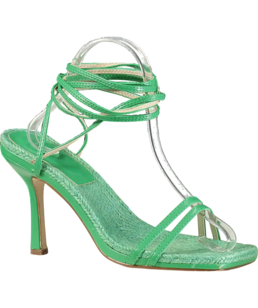 Missguided Green Straw Lace Up Heels UK 5 EU 38 