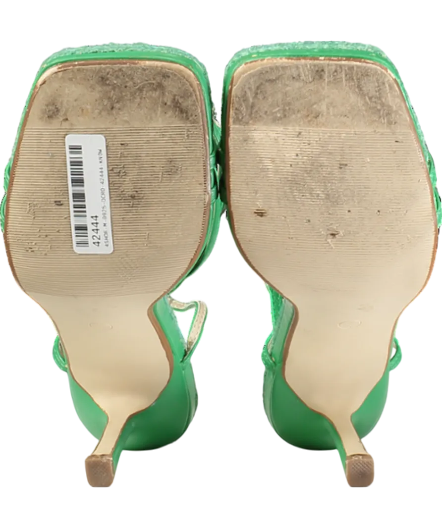 Missguided Green Straw Lace Up Heels UK 5 EU 38 