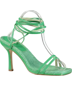 Missguided Green Straw Lace Up Heels UK 5 EU 38 