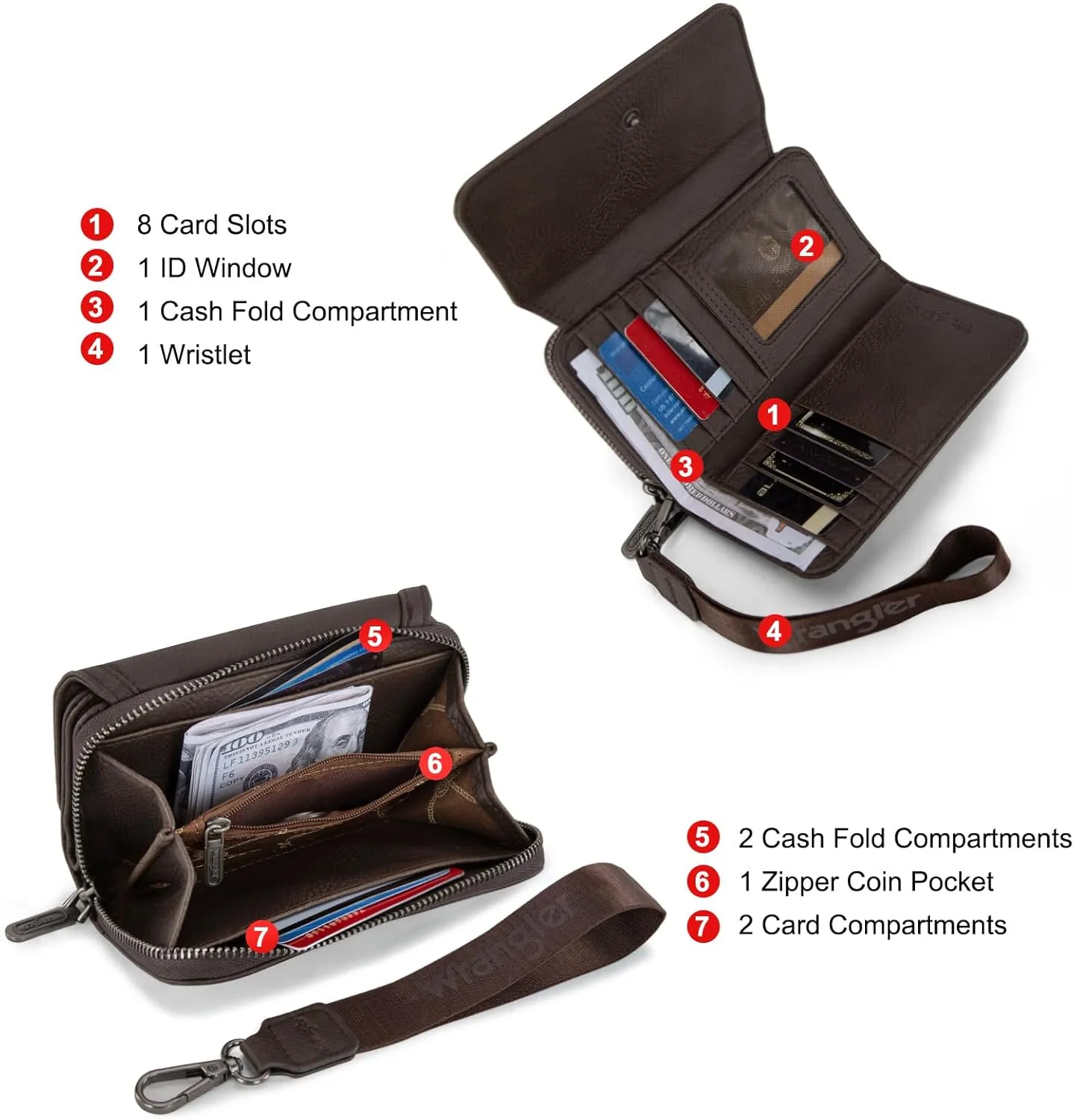 Montana West X Wrangler Wallet Purse for Women Minimalist Wristlet Wallet with RFID Blocking Credit Card Holder