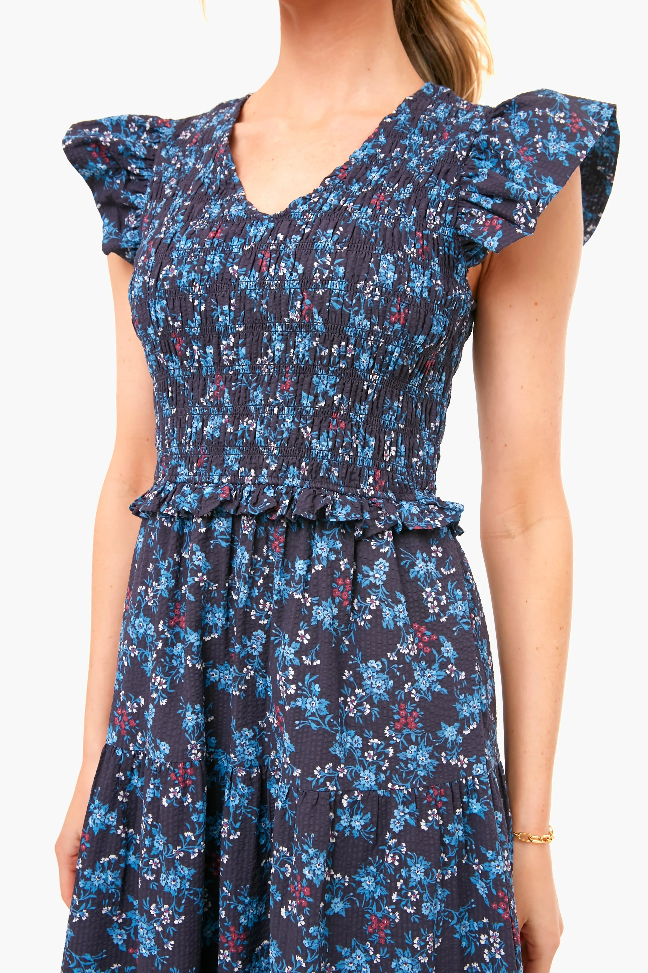 Multi Tilly Smocked Tiered Midi Dress