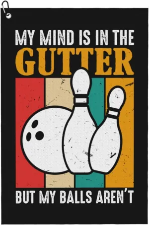 My Mind is in The Gutter But My Balls aren't Bowling Golf Towel for Men Women Golf Towels for Golf Bags with Carabiner Clip 24 x 16 in Waffle Pattern Golf Towel Super Absorbent Microfiber