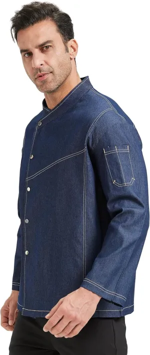 Nanxson Chef Coat Chef Jacket Denim Clothe Men's Long Short Sleeve Restaurant Kitchen Cooking Chef Uniform CFM0086