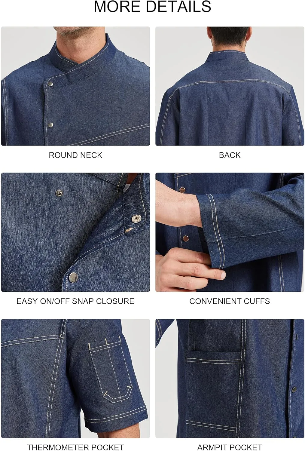 Nanxson Chef Coat Chef Jacket Denim Clothe Men's Long Short Sleeve Restaurant Kitchen Cooking Chef Uniform CFM0086