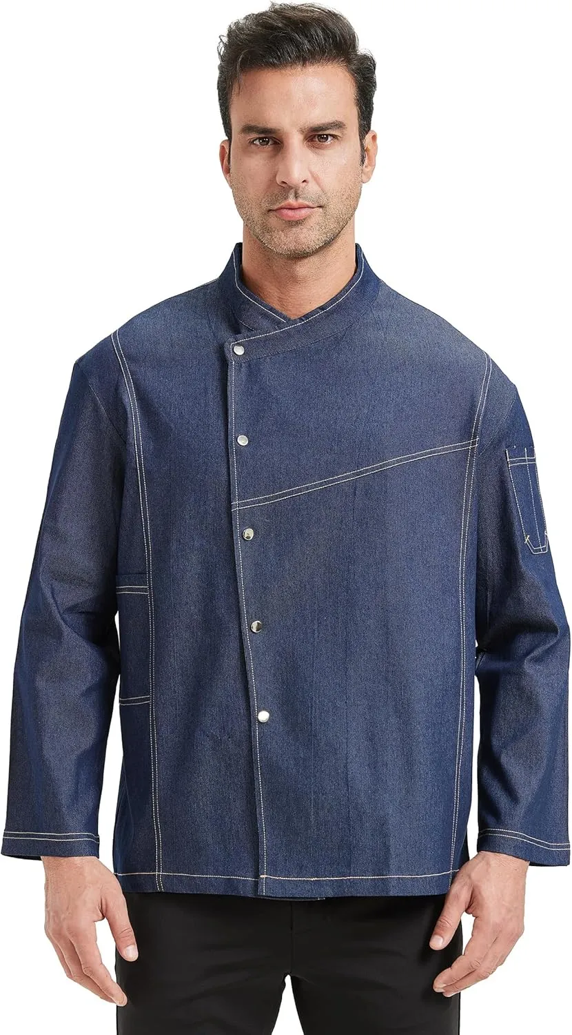 Nanxson Chef Coat Chef Jacket Denim Clothe Men's Long Short Sleeve Restaurant Kitchen Cooking Chef Uniform CFM0086