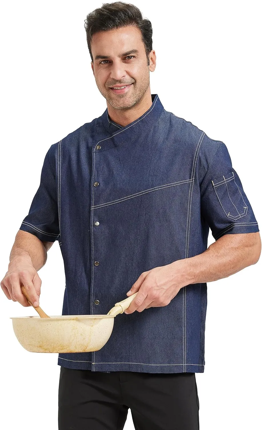 Nanxson Chef Coat Chef Jacket Denim Clothe Men's Long Short Sleeve Restaurant Kitchen Cooking Chef Uniform CFM0086